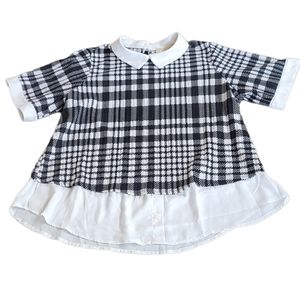 Plus Sz Vtg Plaid Sweater knit Blouse with Peter Pan Collar sz 3X